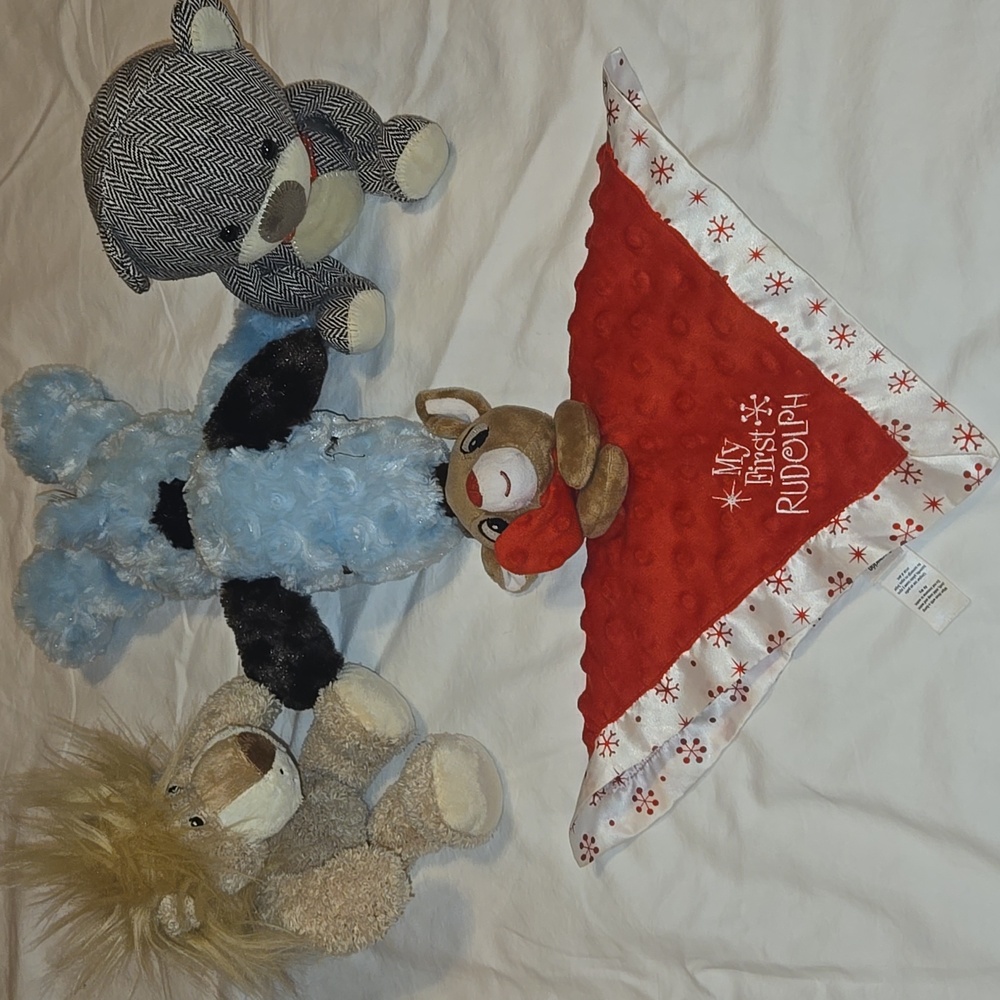 My 1st Rudolph Lovey Red Baby Blanket with Plush Toys